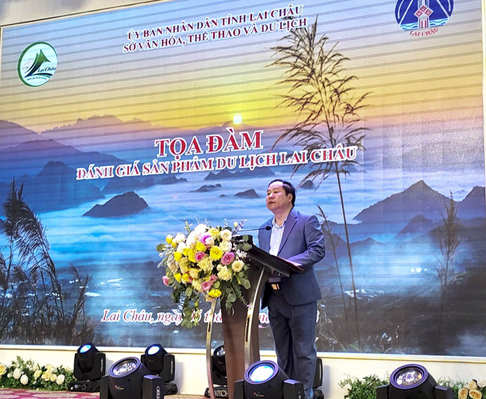 Phó Chủ tịch Thường trực UBND tỉnh Lai Châu Tống Thanh Hải phát biểu tại Tọa đàm
